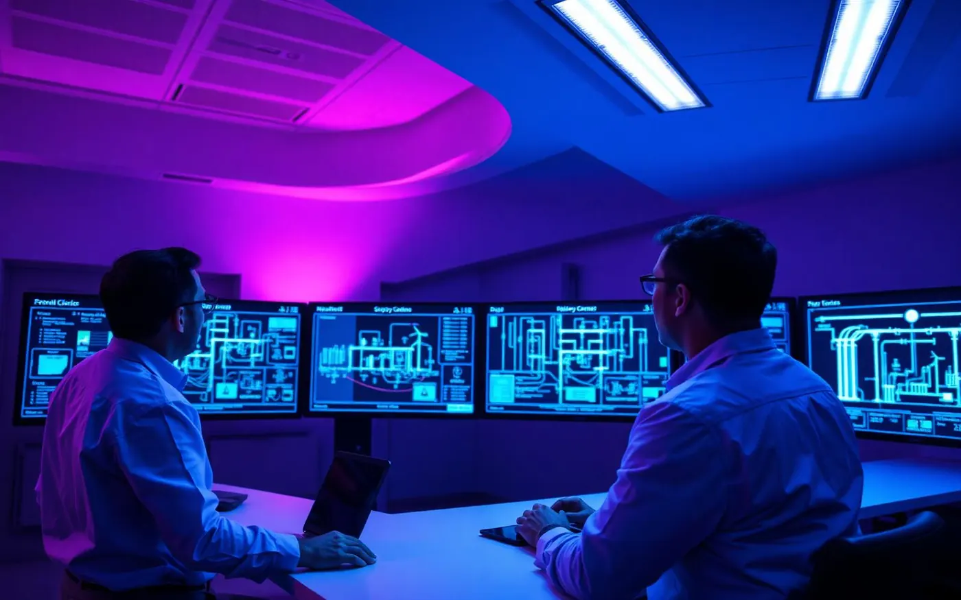 Operators reviewing intelligent infrastructure for energy and critical infrastructure